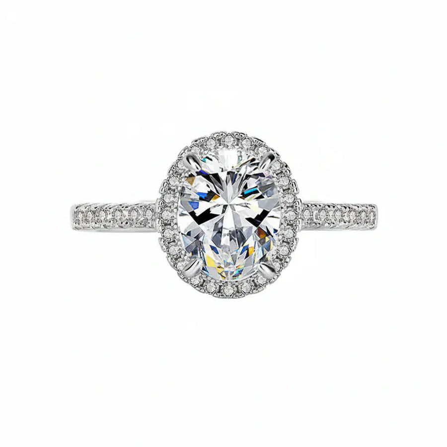 2ct Oval Moissanite Engagement Ring · Halo 925 Sterling Silver