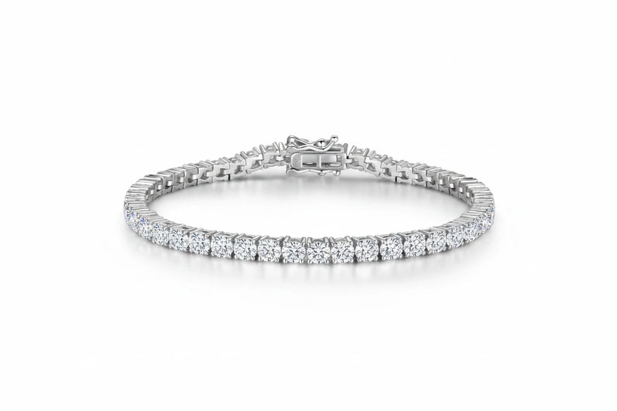Cubic Zirconia Tennis Bracelet · 3mm Pavé 925 Sterling Silver