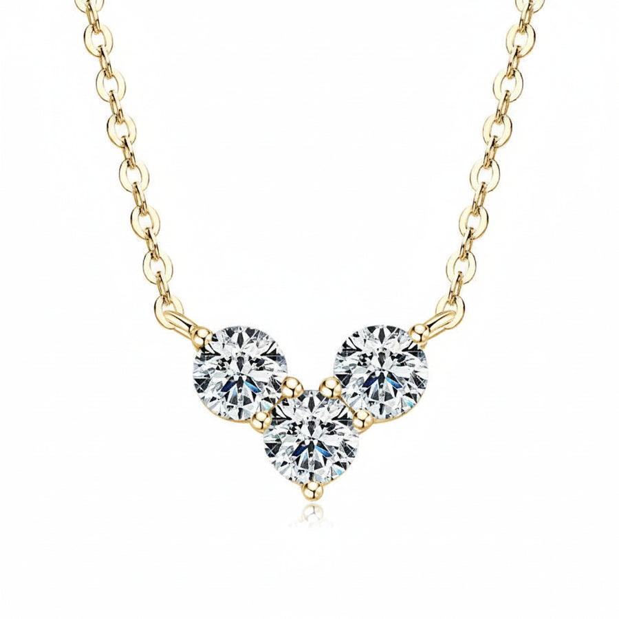 Moissanite 3-Stone Heart Pendant Necklace 925 Silver