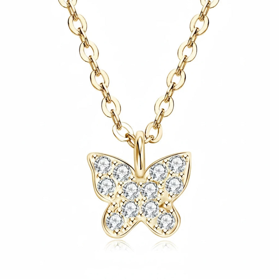 Moissanite Butterfly Pendant Necklace · 925 Sterling Silver D Color