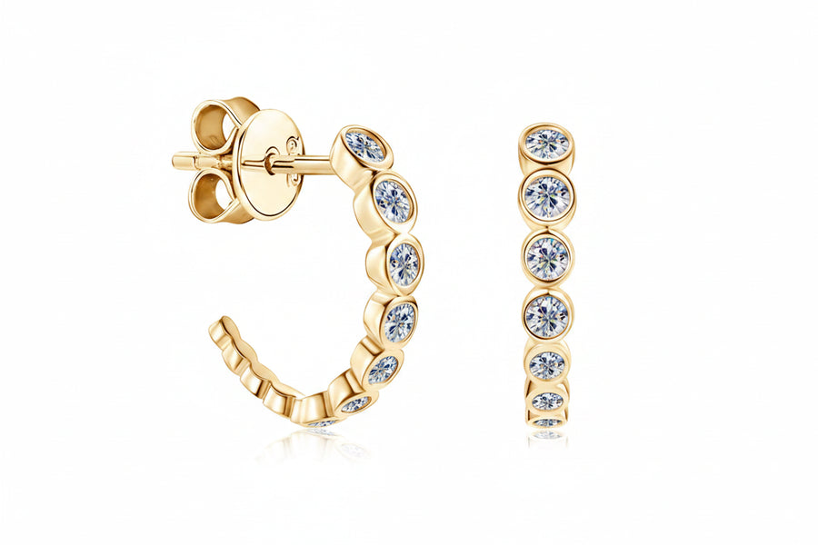 Moissanite C-Shape Half Hoop Earrings · 925 Sterling Silver