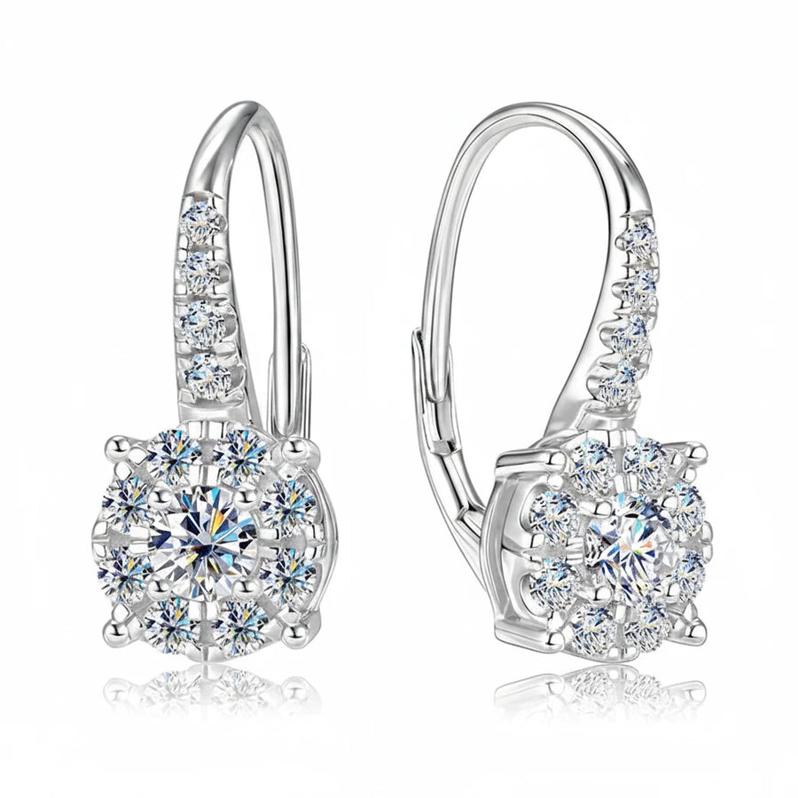 Moissanite Clip-On Halo Hoop Earrings · 925 Sterling Silver