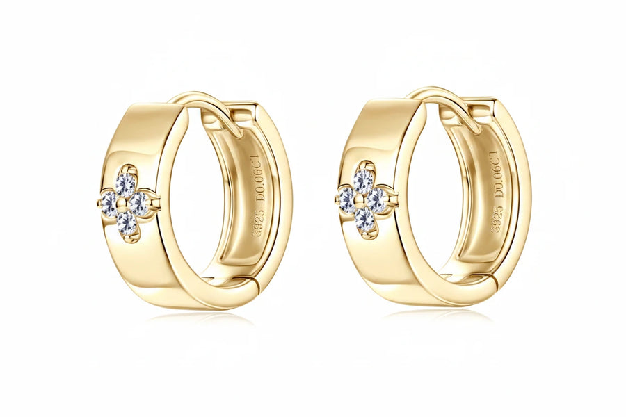 Moissanite Clover Hoop Earrings VVS1 D Color · 925 Sterling Silver