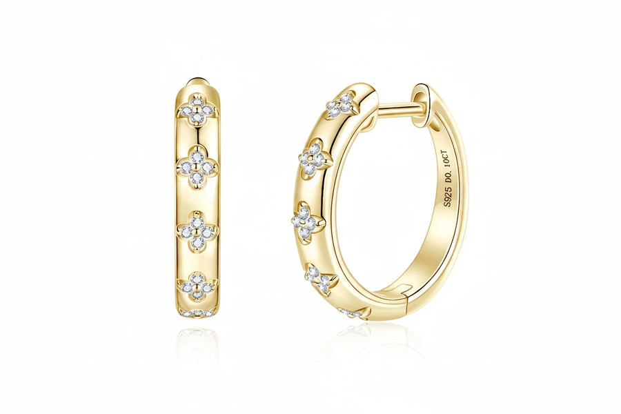 Moissanite Clover Hoop Earrings · D Color VVS1 · 925 Silver
