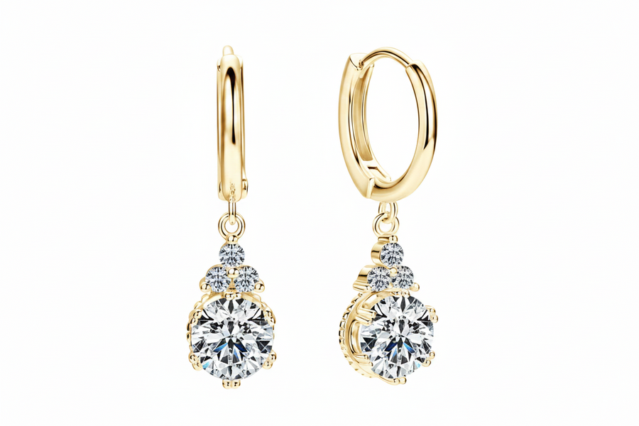 Moissanite Drop Earrings · 1CT & 2CT · S925 Sterling Silver Gold Plated