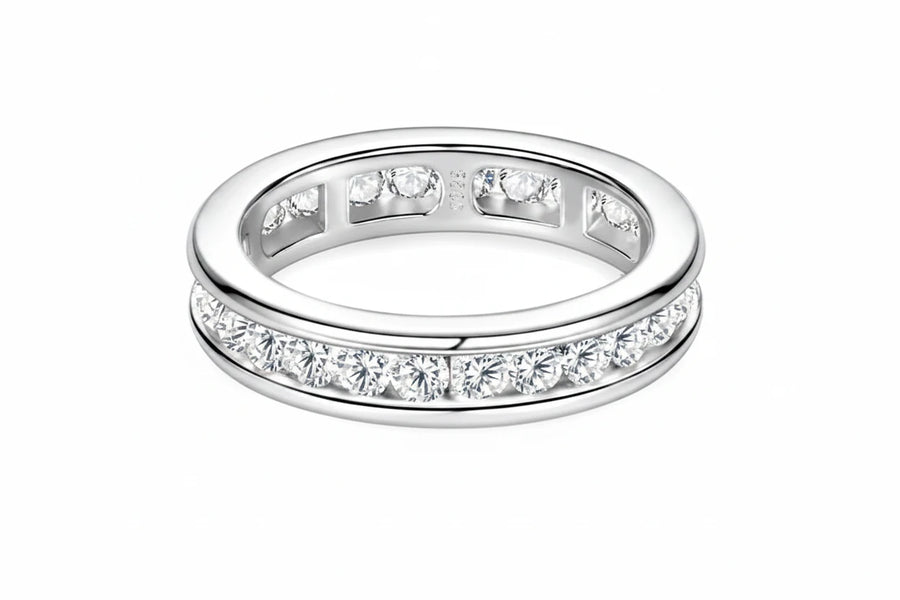 Moissanite Full Eternity Wedding Band · 925 Sterling Silver