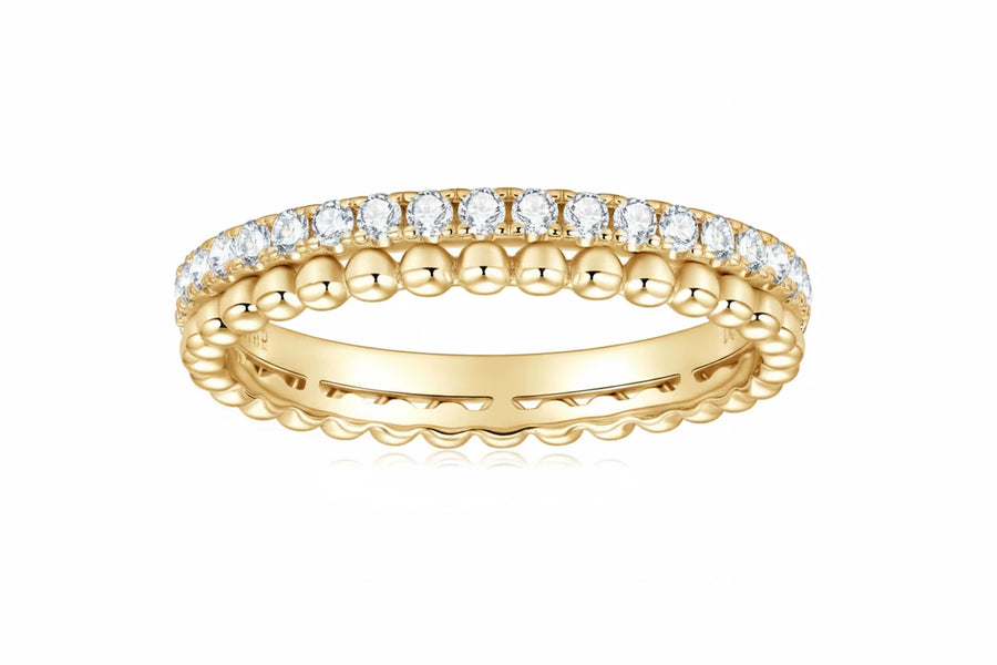 Moissanite Half Eternity Double Band Ring · 925 Sterling Silver
