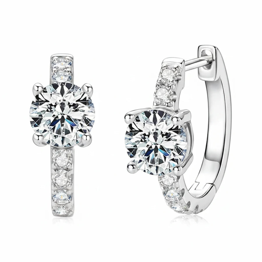 Moissanite Hoop Earrings 1ct D Color · 925 Sterling Silver