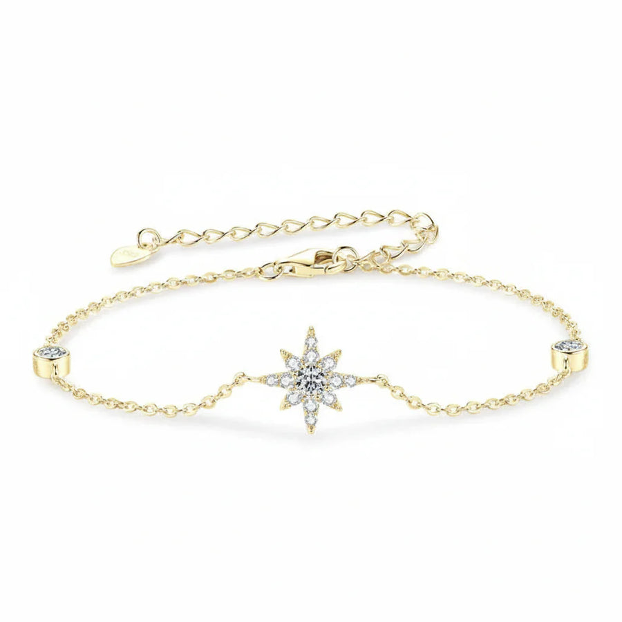 Moissanite Star Bracelet · 14K Gold Plated 925 Sterling Silver