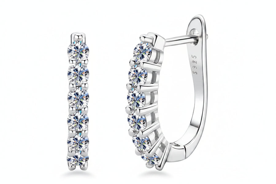 0.1CT Moissanite U-Shaped Earrings 925 Sterling Silver