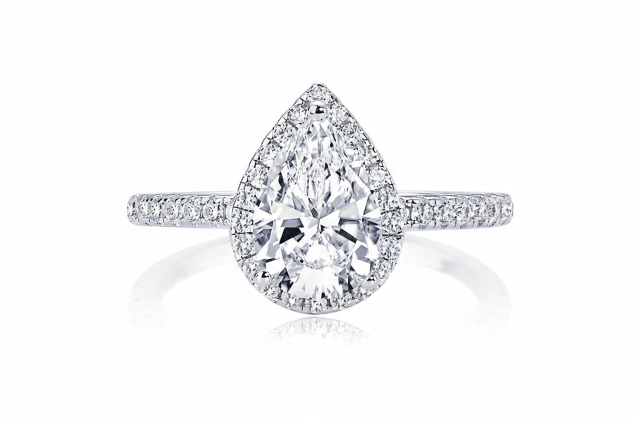 Pear Cut Moissanite Engagement Ring · 2CT 7x10mm · S925 Sterling Silver